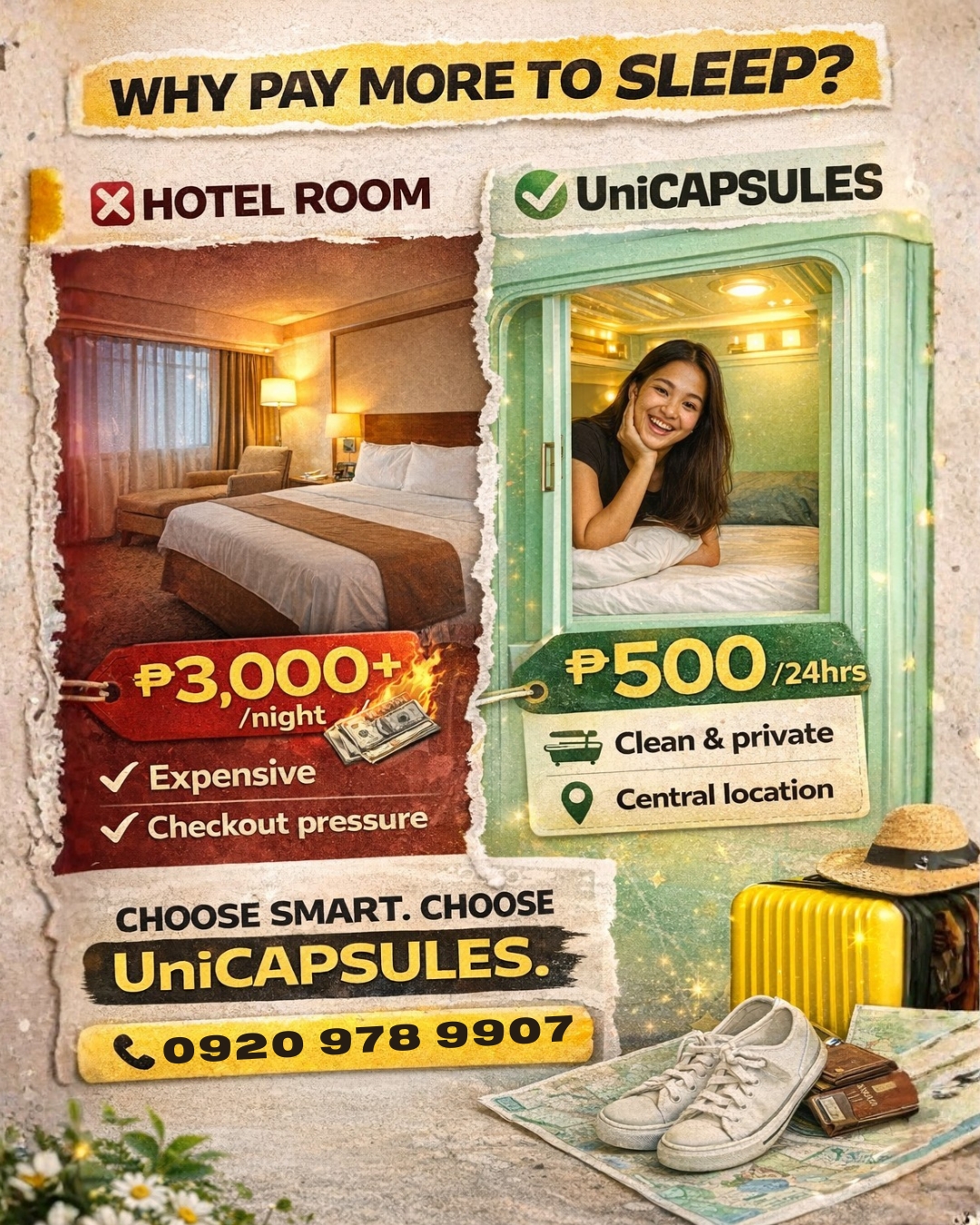 Why pay more to sleep? UniCapsules vs expensive hotel rooms - only 500 pesos per 24 hours